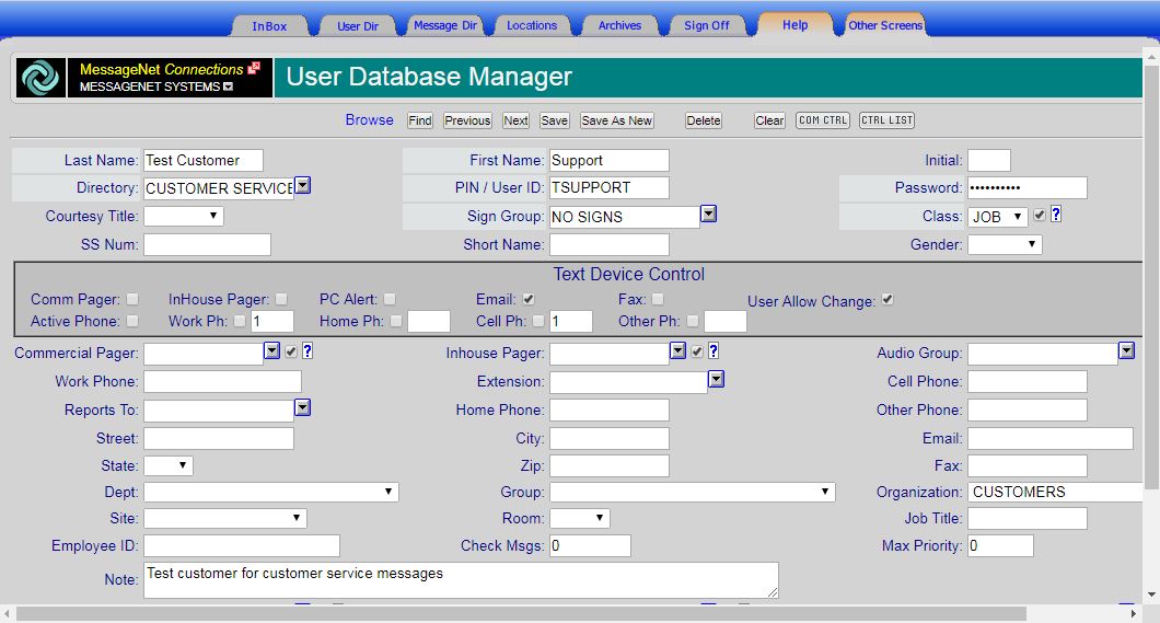 sample user database manager