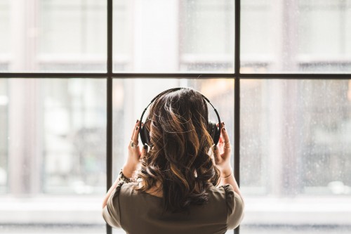 woman wearing headphones